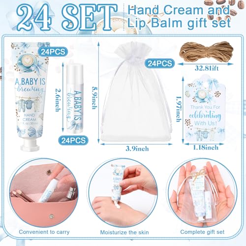 Coffee Themed Baby Shower Hand Cream & Lip Balm Set - 24 Pack