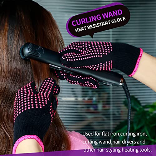 Heat Resistant Styling Gloves with Hair Clips & Comb Set