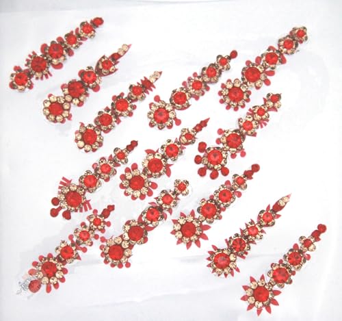 13 Long Crystal Bindis Handmade Face Jewels for Bridal & Party