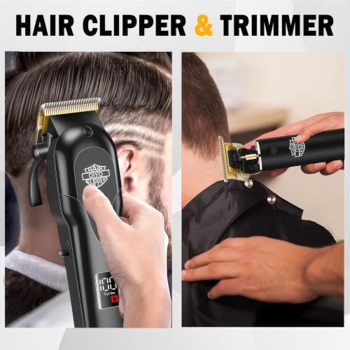 Cordless Professional Hair Clippers for Men with Self-Sharpening Titanium Blades