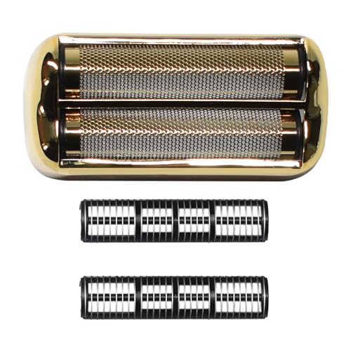 Replacement Foil and Cutter for BaBylissPRO Barberology Electric Shaver, Double Foil Shaver Replacement Head Compatible with BaBylissPRO Barberology FXFS2 Razors,Golden