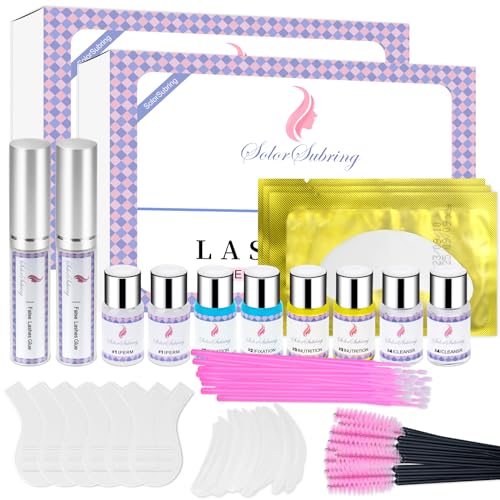 Lash Lift Kit - 2 Pack, Professional Semi-Permanent Eyelash & Eyebrow Perm Kit, Effectually Lash Curling Tools Includes Eye Shields, Pads and Accessories Suitable for Salon and Home Use