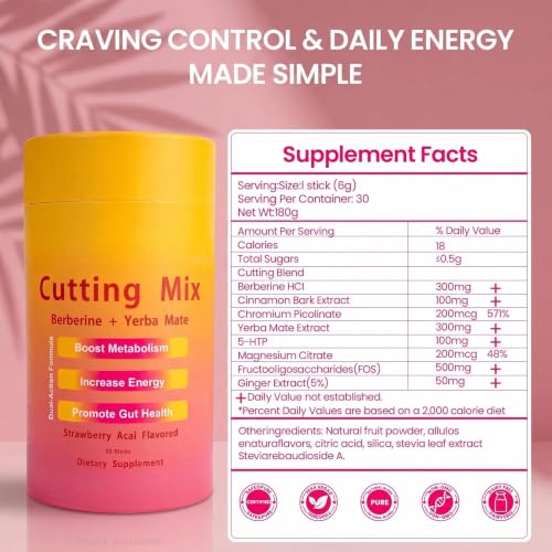TOTACLEA Cutting Mix Prebiotic Drink - Strawberry Açaí, Vegan, Gluten-Free, 30 Servings