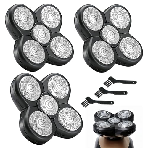 Velurie 5-Head Shaver Replacement Blades, 3-Pack (Black) for Bald Head Clippers