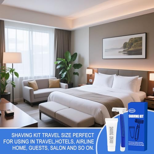 Shave Kit in Bulk Twin Blade Razors with Protective Cap,Disposable Razors in Bulk Shaving Cream for Hotel, Airbnb, Homeless, Shelter, Camping and Travel (120)