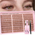 Goddvenus E-brown Clusters Natural Wispy Eyelash Extensions Kit 300Pcs Light Brown 10-16mm