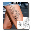 Semi Permanent Tattoo, 2 Sheets Realistic Large Sexy Flower Temporary Tattoos for Women, Lasts 2 Weeks Fake Tattoos for Thigh Adult, Waterproof Non-Reflective Tattoos (Spider Web Lily Floral)