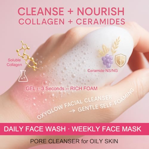 GONIM Face Wash Bubble Facial Cleanser with 3s Self-Foaming, Daily Face Wash for Makeup Remover, Collagen + Ceramides + Niacinamide, Weekly Face Mask for Oily Skin Deep Cleansing Skin Care 50g/1.76oz