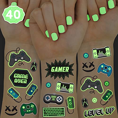 Video Game Temporary Tattoos - 40 Glow in Dark Designs