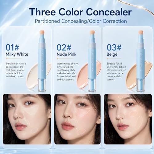 2-in-1 Liquid Foundation & Concealer Pen, Beige (2pcs)