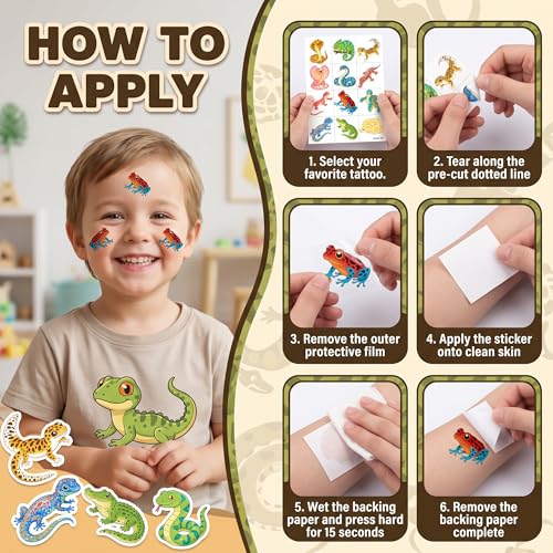 96 Reptile Temporary Tattoos for Kids | Party Favors