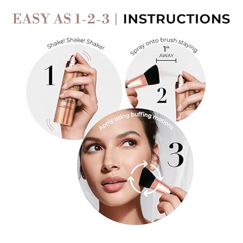 LUMINESS Silk Airbrush Spray Foundation 2-PC Kit - Foundation & Dual-Sided Angled Makeup Brush - Buildable Coverage, Anti-Aging Formula, Humidity Resistant, Hydrates & Moisturizes, Light Medium