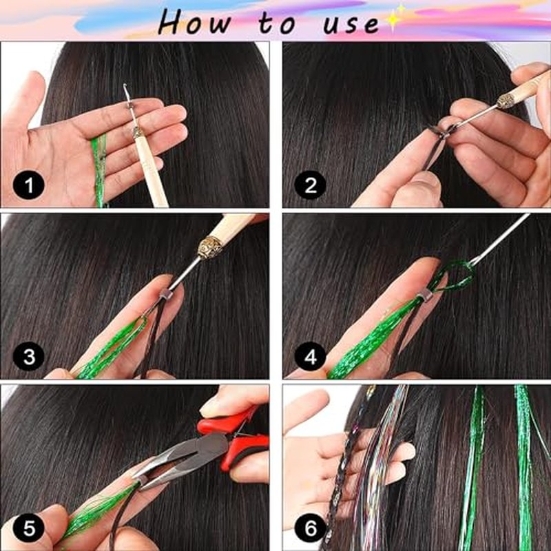 25 Colors Hair Tinsel Extension Kit 48 Inches Heat Resistant