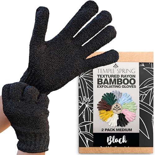 Temple Spring Exfoliating Gloves – Bamboo Rayon, 5-Finger Design