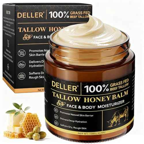 4.2 OZ Beef Tallow for Skin Face, Grass Fed Beef Tallow with Honey Bee Venom Cream Natural Tallow and Honey Balm, Deep Hydration Tallow Face Moisturizer for Dry, Sensitive & All Skin Types