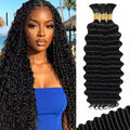 Smabuity Boho Deep Wave Human Hair for Braiding 14" Natural Black