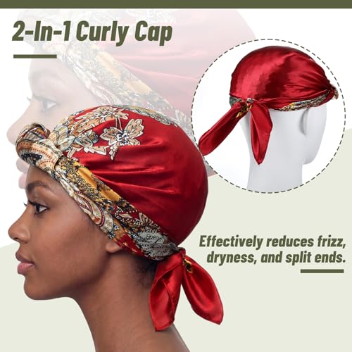 2-in-1 Silk Press Wrap Cap & Scarf for Nighttime Hair Care