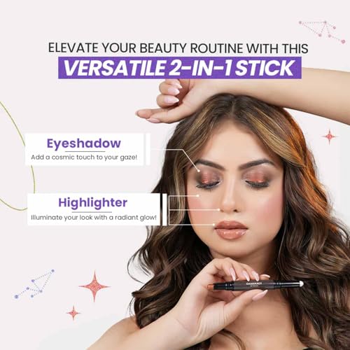 CHARMACY Multichrome 2 in 1 Cream Eyeshadow Stick, Waterproof Eye Brightener Highlighter Stick Makeup, High Pigmented, Smudge-Proof, Vegan & Cruelty-Free (#904)