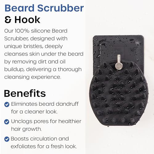 The Man Silicone Beard Scrubber for Men - Beard Cleansing Brush & Exfoliator for Men, Removes Beardruff & Deep Cleans, Beard Washing Brush & Growth Accessories (1 Pack)