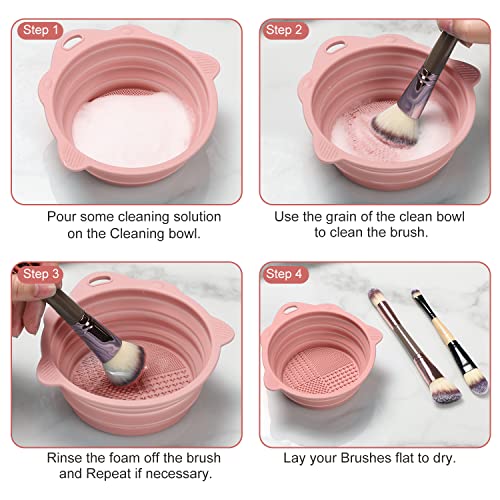 Etercycle Foldable Silicone Makeup Brush Cleaner Bowl - Pink
