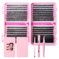Lash Extension Kit, 30D 40D 50D 60D Individual Lash Clusters, 640Pcs Eyelash Clusters DIY Lash Books with Lash Bond and Seal, Lash Tweezers Brush