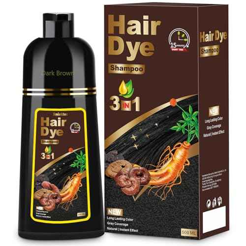 3 in 1 Herbal Dark Brown Hair Dye Shampoo for Women and Men