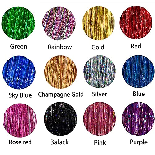 Amchoice Hair Tinsel Kit 16 Colors with Tools, 3500 Strands Long 48in