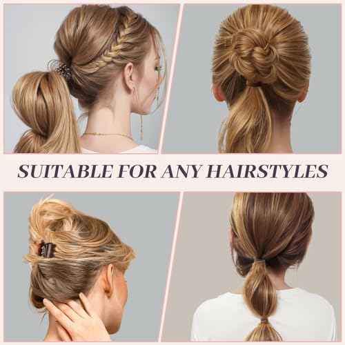 Elastic Hair Ties, Hair Accessories for Girls, Brown and Clear Hair Rubber Bands Set with Bobby Pins, Hair Accessories Set for Daily Use (Brown Series)