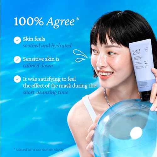 belif Super Knights - Soothing Hydration Cleansing Mask, 3-in-1 Facial Mask & Cleanser with Hyaluronic Acid, Squalane, Madecassoside | For Dry and Sensitive Skin | Korean Skincare (5.0 fl. oz)