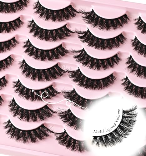 FenixLash Natural Cat Eye False Eyelashes - Wispy Mink Strip Lashes