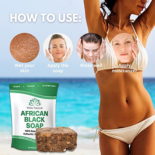 Raw African Black Soap 1lb Bar, for Dry Skin and Skin Conditions, Pure & Natural Ingredients, Imported From Ghana