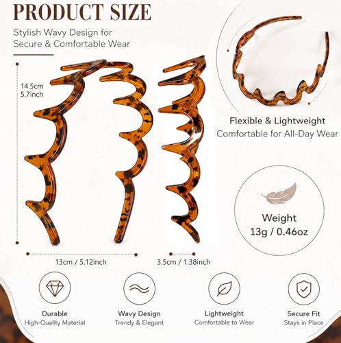 Women’s Zig Zag Headbands with Teeth – Non-Slip Hair Accessories for Volume & Styling