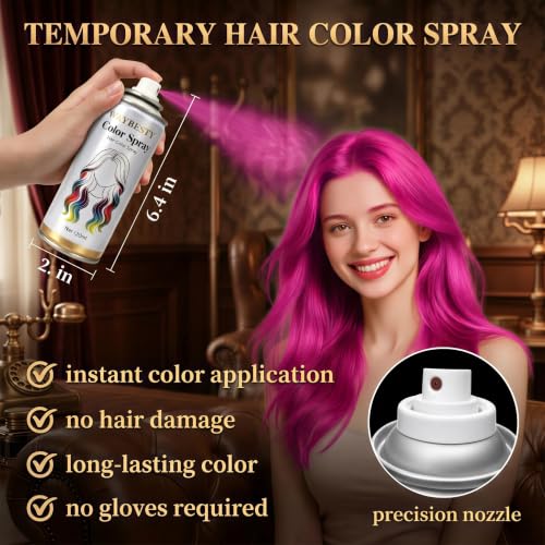 Washable Temporary Hair Color Spray - Instant Dye for Parties & Cosplay (Pink, 4.06 oz)