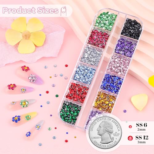10,000 Pcs Flatback Resin Nail Rhinestones Kit - Colorful Gems & Tools
