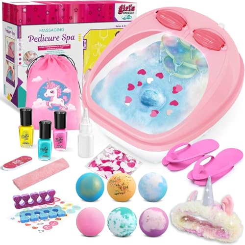 Kids Foot Spa Kit with Nail Art Set for Girls Ages 6-12