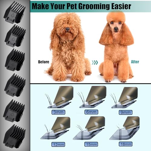 6-Pack Dog Clipper Attachment Comb Guards (3-18mm)