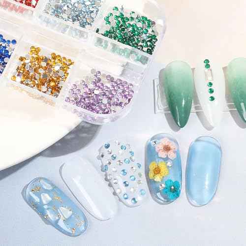 3000pcs 3D Flatback Rhinestones 2mm Mini Charms for Nail Design - Colorful Resin Diamonds Gems Jewels Kit for Nail Art and Crafting