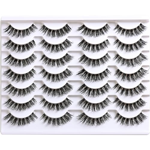 APCYUST Natural Wispy Cat Eye Lashes - 14 Pairs Clear Band