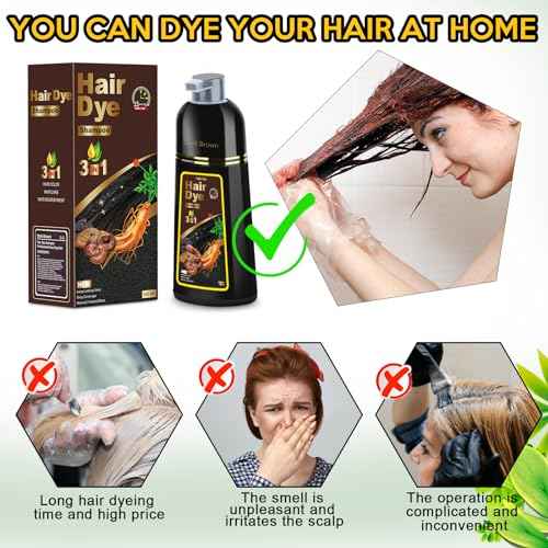 3 in 1 Herbal Dark Brown Hair Dye Shampoo for Women and Men
