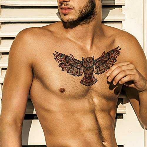 Large Owl Temporary Tattoos - 4 Sheets Waterproof Body Art Stickers