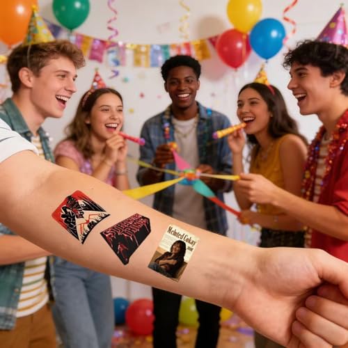 25 Sheets Stranger TV Temporary Tattoos - Birthday Party Favors, Movie Themed Stickers, Ideal for Class Prizes, Home Activities, Carnival & Christmas Rewards