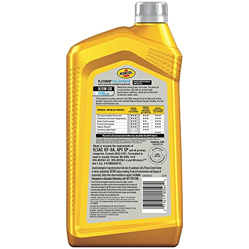 Pennzoil Platinum Full Synthetic 5W-30 Motor Oil (1-Quart, Single)