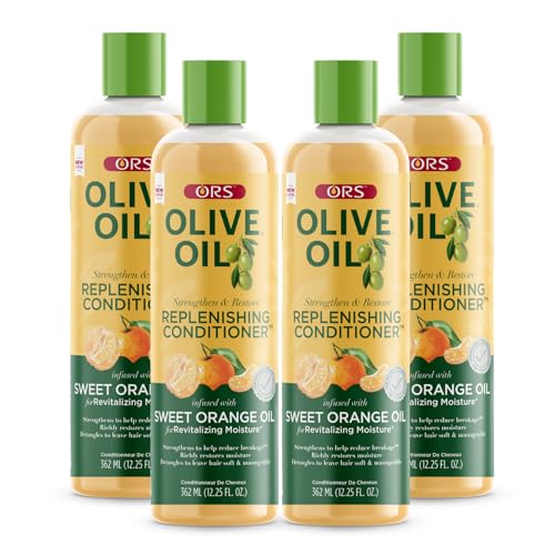 ORS Olive Oil Strengthen & Nourish Replenishing Conditioner infused with Sweet Orange Oil for Revitalizing Moisture 12.25 Ounce (Pack of 4)