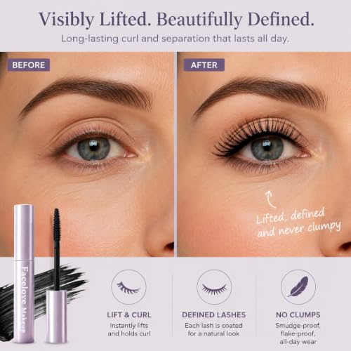 Facelove Makeup Waterproof Mascara for Voluminous, Long Lashes