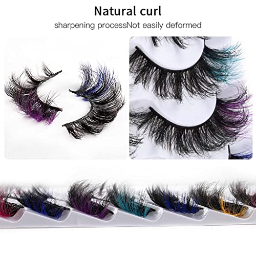 Uranian Colored Mink False Eyelashes 7 Pairs D Curl Fluffy