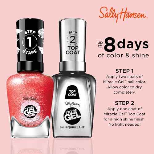 Sally Hansen Miracle Gel Pearls Salon Quality Nail Polish | Gel-Like Formula, Two-Step System, No UV Light Needed, Long Lasting | Sheer, Shimmer | 907 Rare Red Pearl | Ruby Red Nail Color