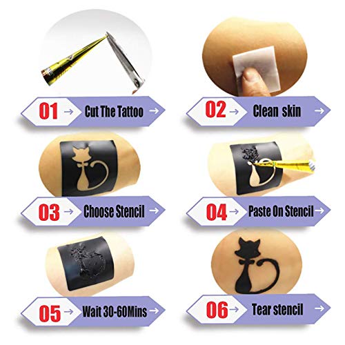 Temporary Tattoo Paste Cones Kit with 20 Stencils & 4 Nozzles