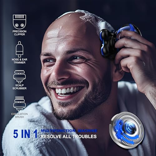 Blade & Stone¢ç Head Shaver for Men HS505-BB | Diamond-S-Blade¢ç | MIMO Net Technology for Superior Skin Comfort | 8500 RPM Durable Motor, USB-C Rechargeable - Big Blue