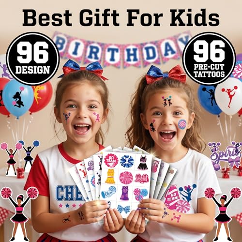 96 Piece Cheerleading Temporary Tattoos for Kids