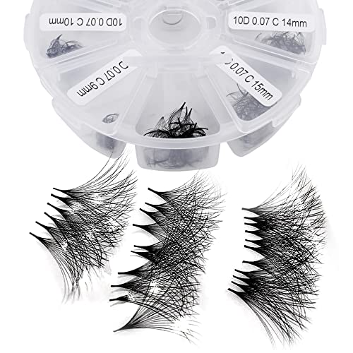 Premade Fans Eyelash Extension 500 Fans Handmade Loose Volume Lashes Mutiple Options 10D Pre-made Fan 0.07mm Thickness C/D Curl 9-16mm/13-20mm Eyelash Extensions by WENDY LASHES